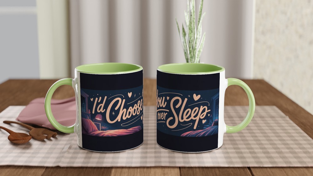 Valentine's Day Mug | I'd Choose You Over Sleep | Funny Anniversary Gift for Husband or Wife | Playful Couple Coffee Mug — view 5