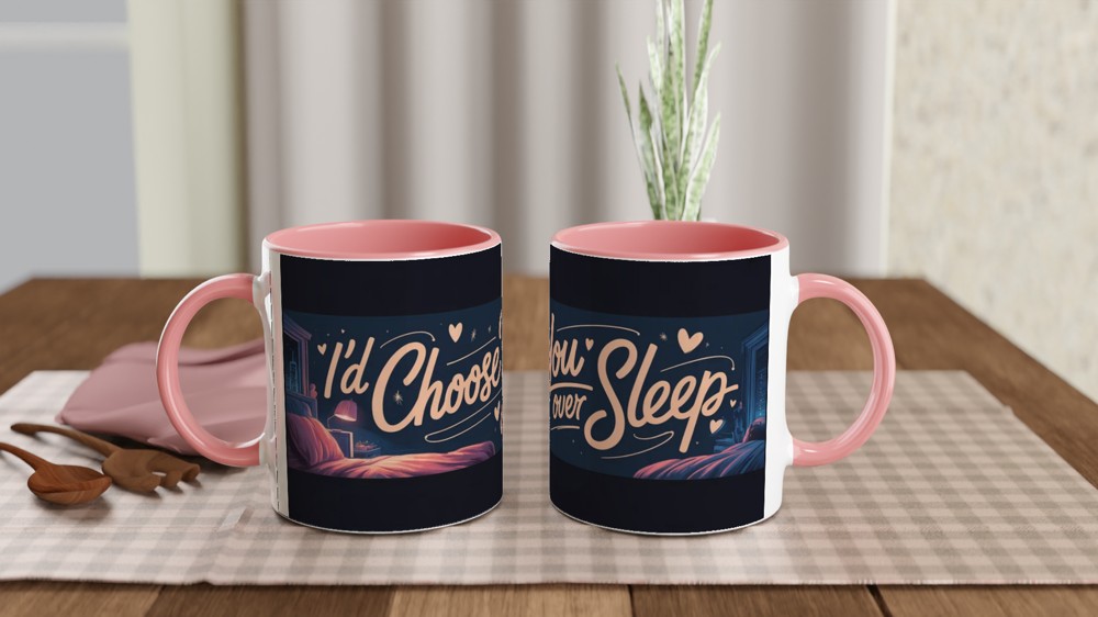 Valentine's Day Mug | I'd Choose You Over Sleep | Funny Anniversary Gift for Husband or Wife | Playful Couple Coffee Mug — view 6