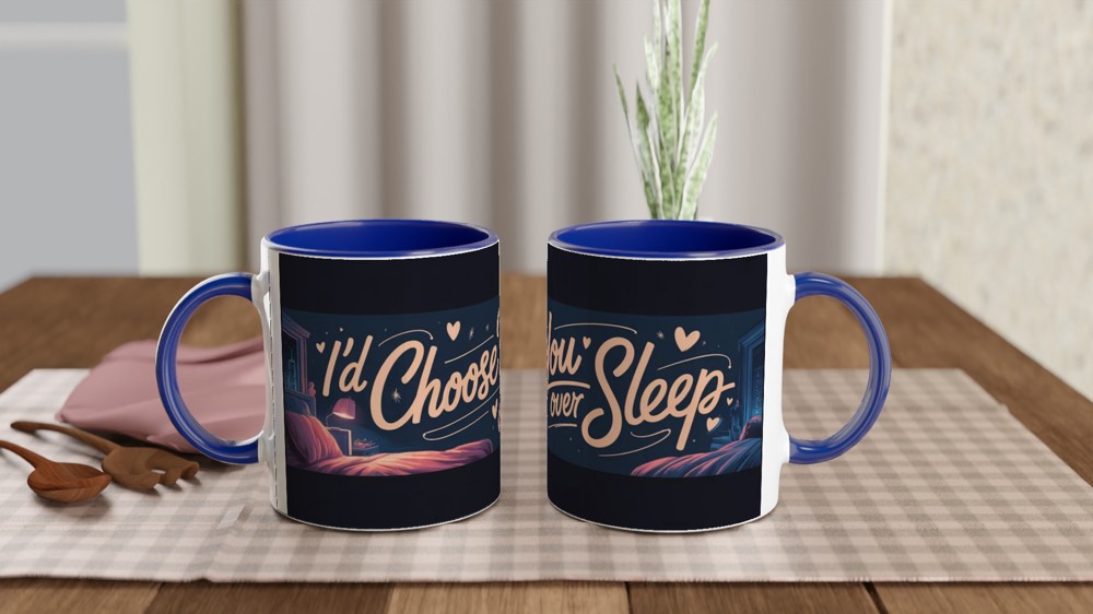 Valentine's Day Mug | I'd Choose You Over Sleep | Funny Anniversary Gift for Husband or Wife | Playful Couple Coffee Mug — view 4