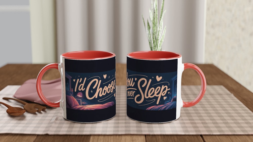 Valentine's Day Mug | I'd Choose You Over Sleep | Funny Anniversary Gift for Husband or Wife | Playful Couple Coffee Mug — view 7