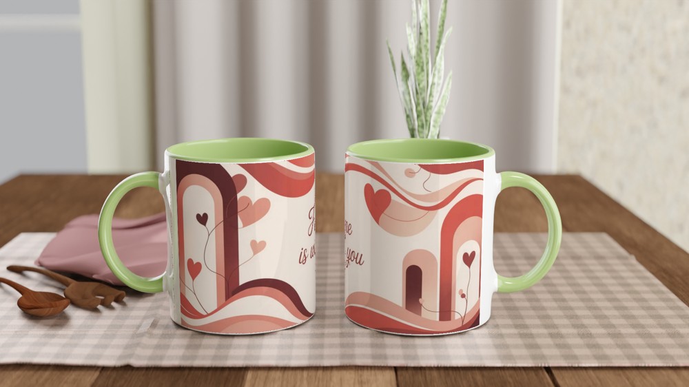Home Is With You Mug | Romantic Valentine's Gift | Anniversary Present for Couples | Cosy Abstract Art Cup — view 5
