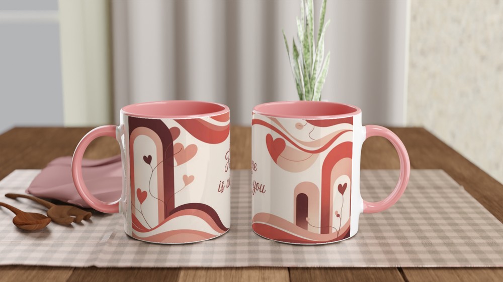 Home Is With You Mug | Romantic Valentine's Gift | Anniversary Present for Couples | Cosy Abstract Art Cup — view 6