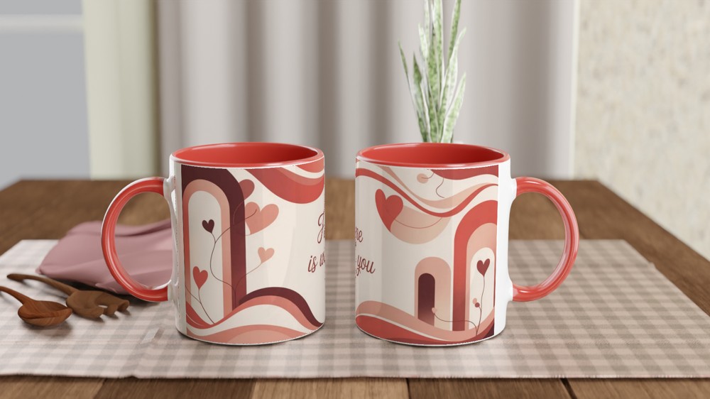Home Is With You Mug | Romantic Valentine's Gift | Anniversary Present for Couples | Cosy Abstract Art Cup — view 7