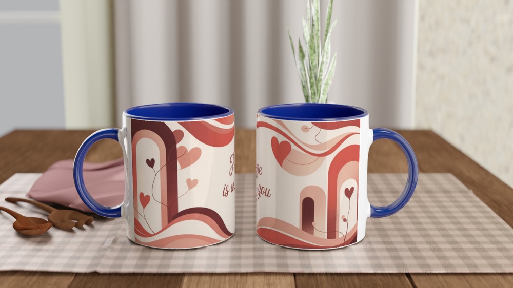 Home Is With You Mug | Romantic Valentine's Gift | Anniversary Present for Couples | Cosy Abstract Art Cup — view 4