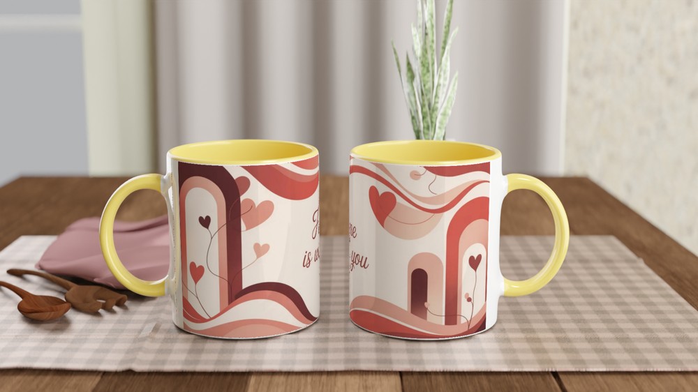 Home Is With You Mug | Romantic Valentine's Gift | Anniversary Present for Couples | Cosy Abstract Art Cup — view 8