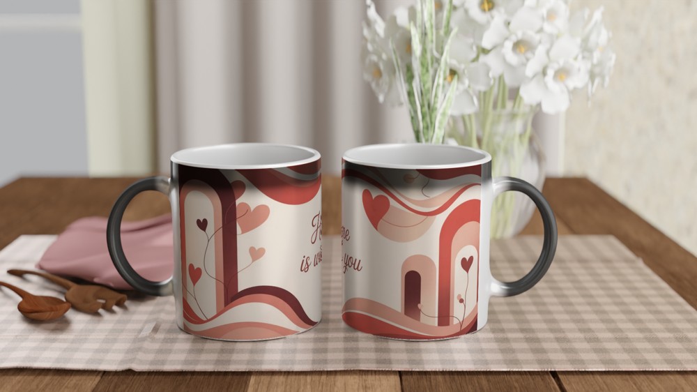 Home Is With You Mug | Romantic Valentine's Gift | Anniversary Present for Couples | Cosy Abstract Art Cup — view 3