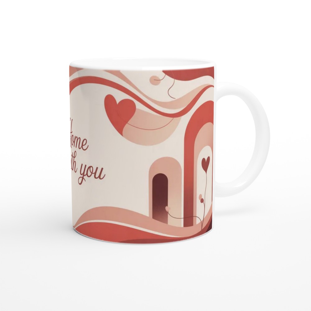 Home Is With You Mug | Romantic Valentine's Gift | Anniversary Present for Couples | Cosy Abstract Art Cup — view 12