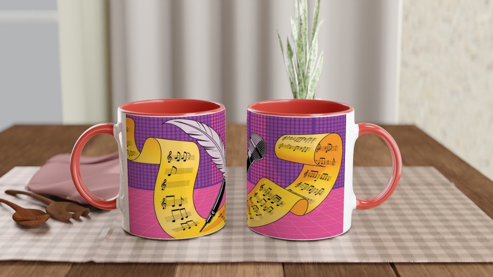 Songwriting Quill and Microphone Music Mug — view 7