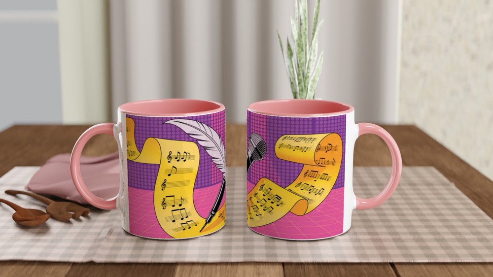 Songwriting Quill and Microphone Music Mug — view 6