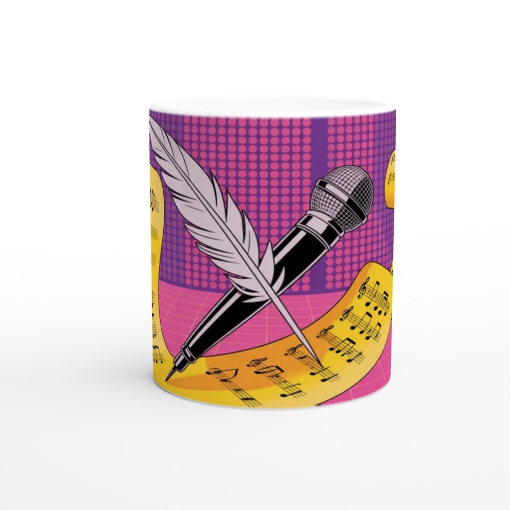Songwriting Quill and Microphone Music Mug — view 11