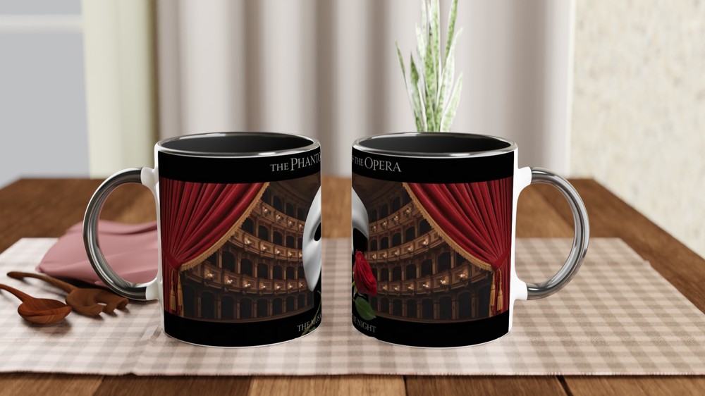 Phantom of the Opera Mug | Theatre Mask and Rose Design | Musical Theatre Gift | Present for West End Fans — view 9