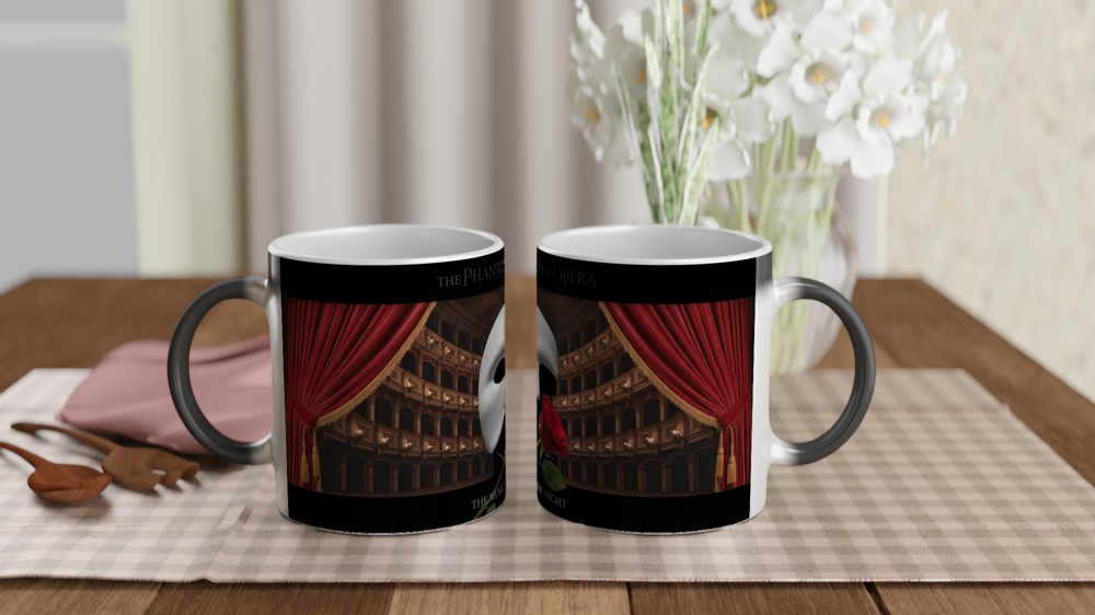 Phantom of the Opera Mug | Theatre Mask and Rose Design | Musical Theatre Gift | Present for West End Fans — view 3