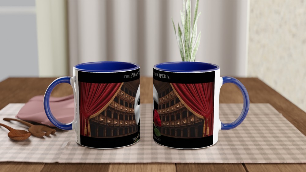 Phantom of the Opera Mug | Theatre Mask and Rose Design | Musical Theatre Gift | Present for West End Fans — view 4