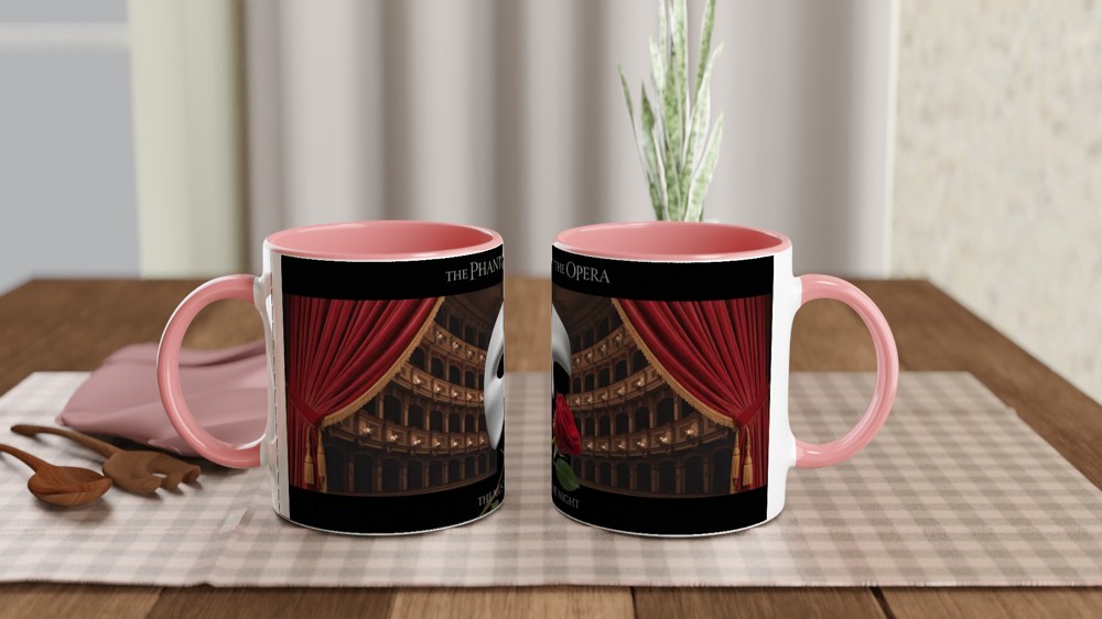 Phantom of the Opera Mug | Theatre Mask and Rose Design | Musical Theatre Gift | Present for West End Fans — view 6