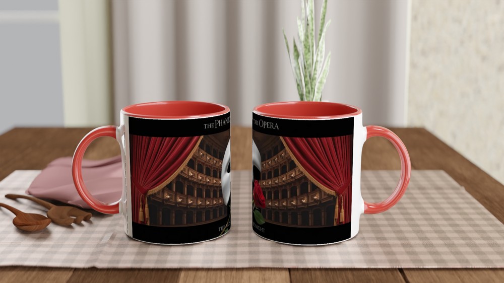 Phantom of the Opera Mug | Theatre Mask and Rose Design | Musical Theatre Gift | Present for West End Fans — view 7