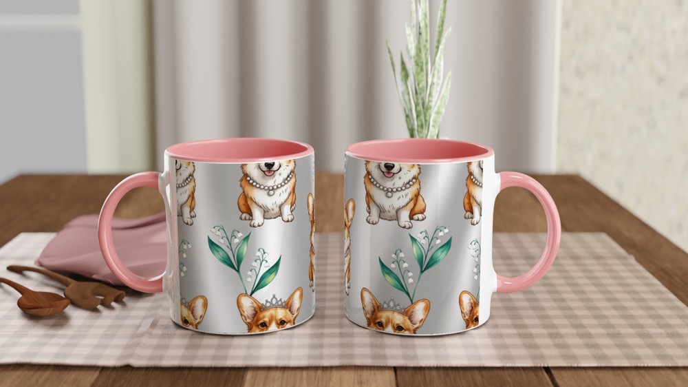 Royal Corgi with Tiara and Pearls Pattern Mug — view 6