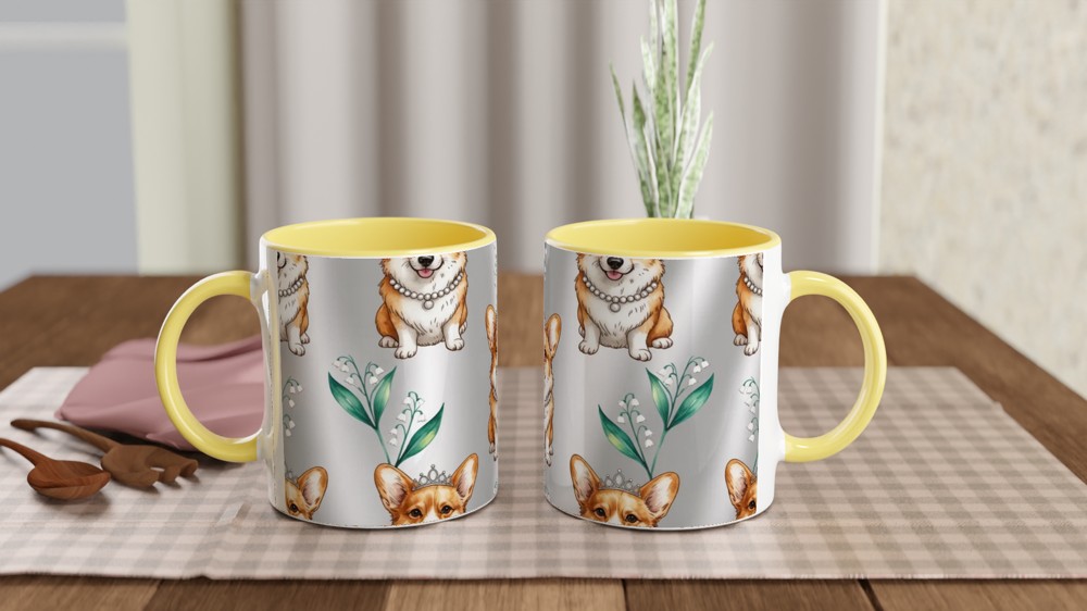 Royal Corgi with Tiara and Pearls Pattern Mug — view 8