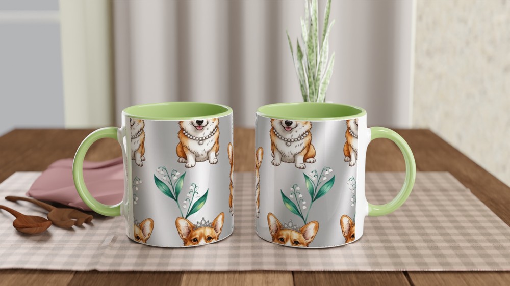 Royal Corgi with Tiara and Pearls Pattern Mug — view 5
