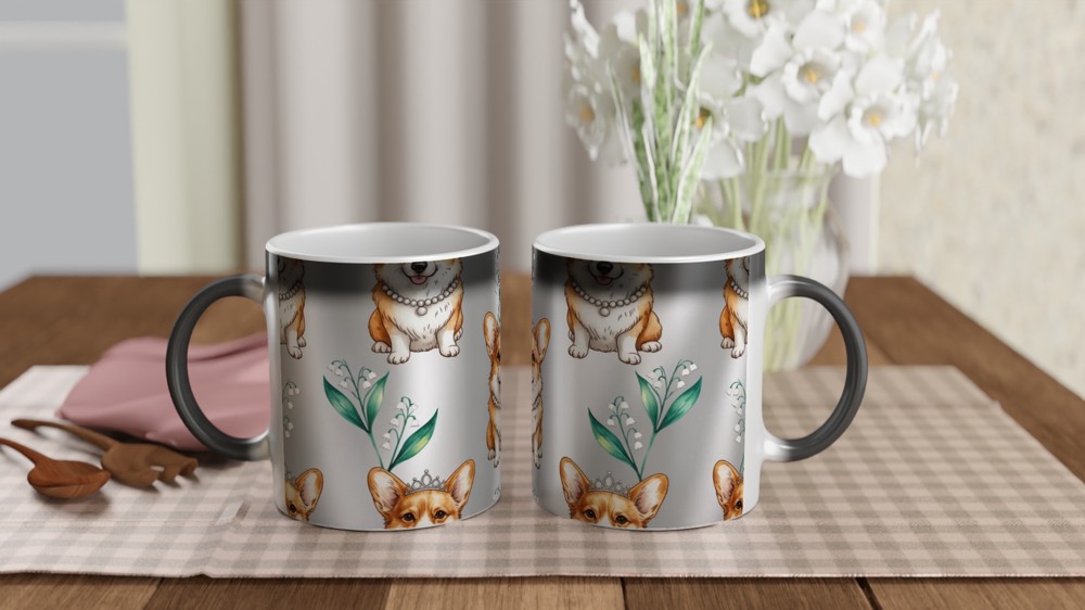 Royal Corgi with Tiara and Pearls Pattern Mug — view 3