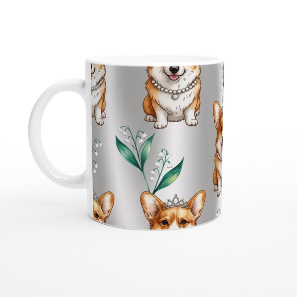 Royal Corgi with Tiara and Pearls Pattern Mug — view 10