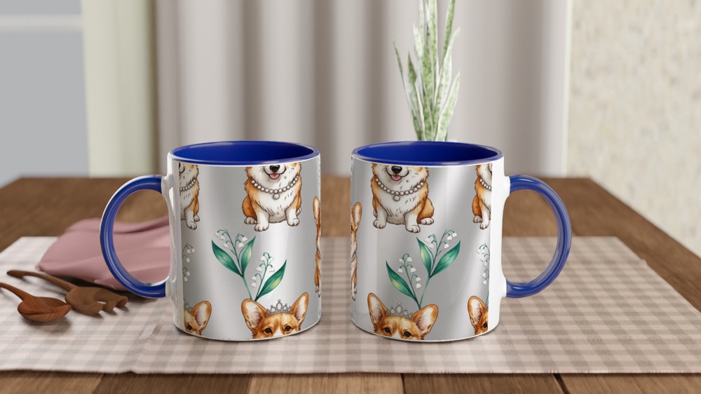 Royal Corgi with Tiara and Pearls Pattern Mug — view 4