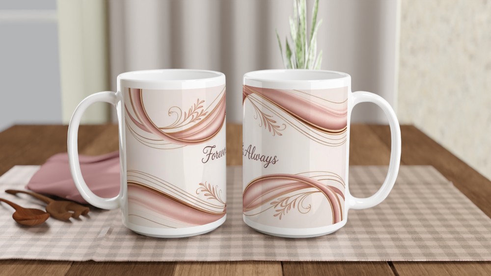 Forever and Always Mug | Romantic Anniversary Gift | Valentine's Day Present for Couple | Elegant Infinity Design Cup — view 2