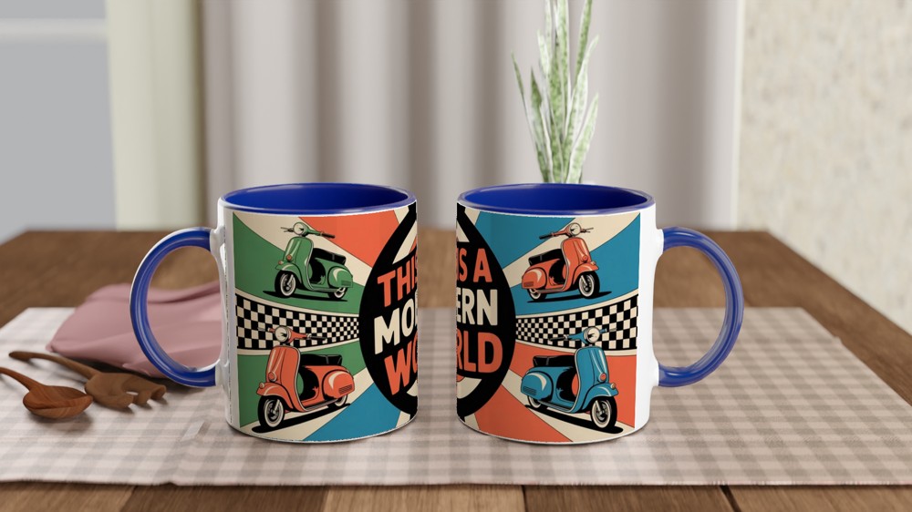 Mod Culture Mug | 'This is a MODern World' Quote | Retro British Scooter Gift for Him | Dad Birthday Present — view 4