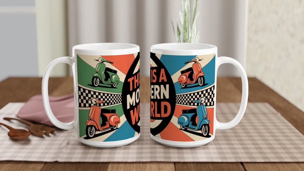 Mod Culture Mug | 'This is a MODern World' Quote | Retro British Scooter Gift for Him | Dad Birthday Present — view 2