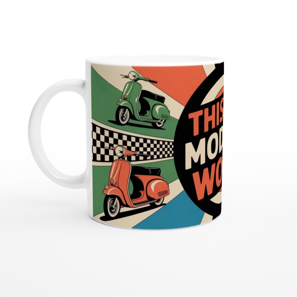Mod Culture Mug | 'This is a MODern World' Quote | Retro British Scooter Gift for Him | Dad Birthday Present — view 10
