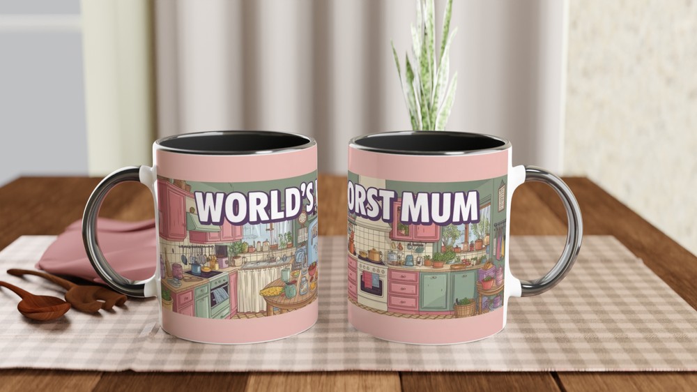World's Worst Mum Mug | Funny Mother's Day Gift | Sarcastic Mum Birthday Present | Pastel Kitchen Wrap Around Design — view 9