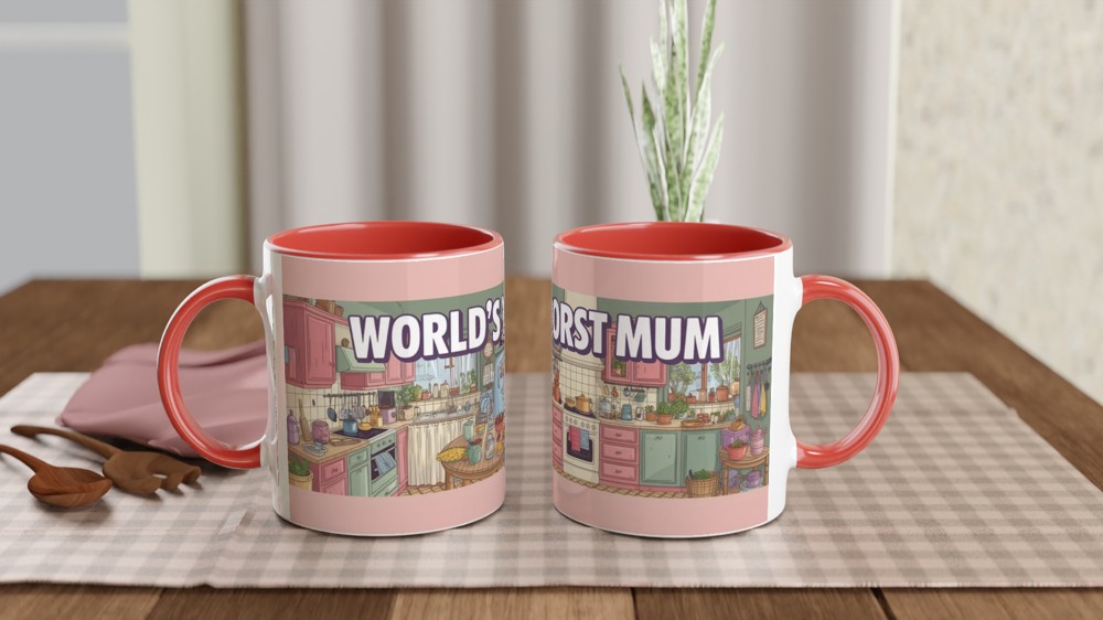 World's Worst Mum Mug | Funny Mother's Day Gift | Sarcastic Mum Birthday Present | Pastel Kitchen Wrap Around Design — view 7