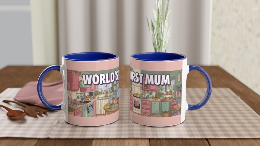World's Worst Mum Mug | Funny Mother's Day Gift | Sarcastic Mum Birthday Present | Pastel Kitchen Wrap Around Design — view 4