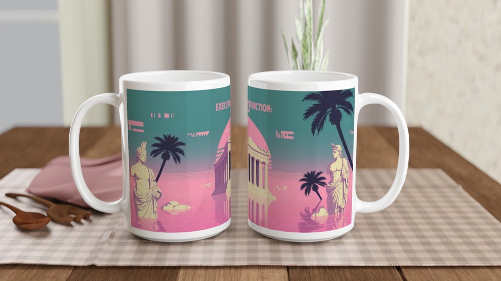 Executive Dysfunction A Saga - Vaporwave ADHD Mug — view 2