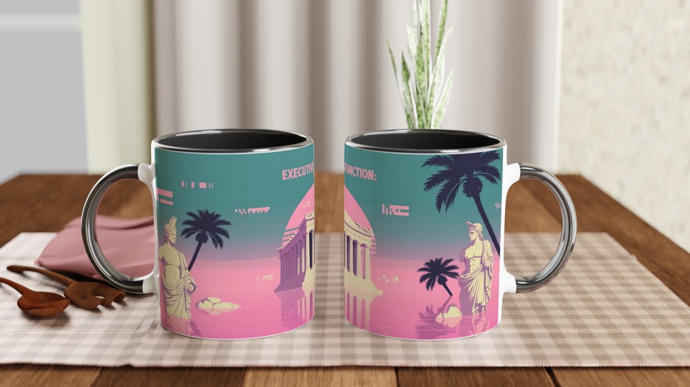 Executive Dysfunction A Saga - Vaporwave ADHD Mug — view 9