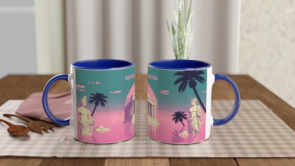 Executive Dysfunction A Saga - Vaporwave ADHD Mug — view 4