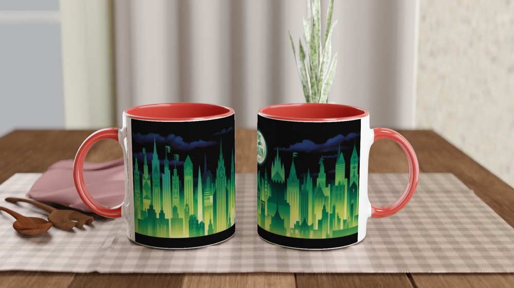 Time Dragon Clock Emerald City Skyline Mug — view 7