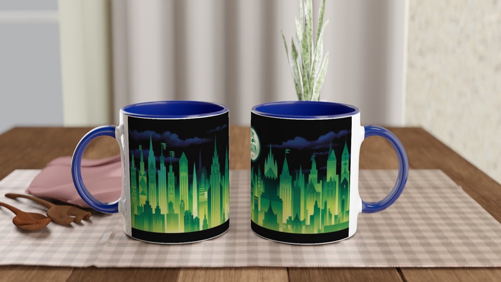 Time Dragon Clock Emerald City Skyline Mug — view 4