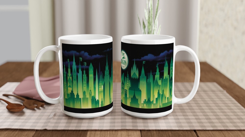 Time Dragon Clock Emerald City Skyline Mug — view 2