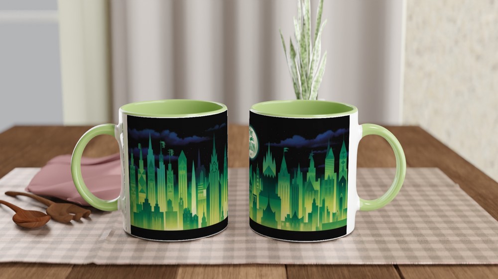 Time Dragon Clock Emerald City Skyline Mug — view 5
