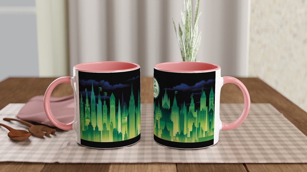 Time Dragon Clock Emerald City Skyline Mug — view 6