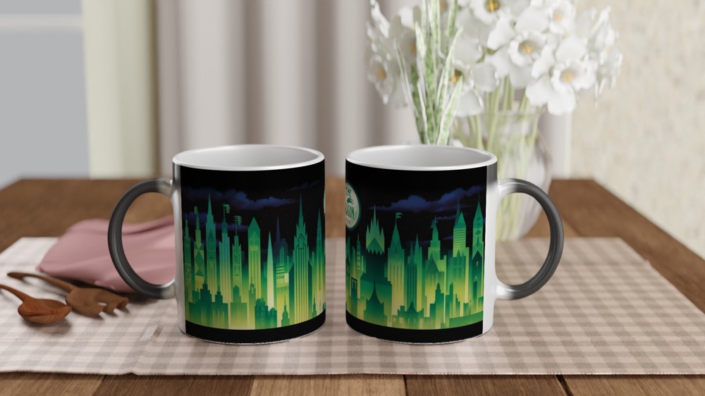 Time Dragon Clock Emerald City Skyline Mug — view 3