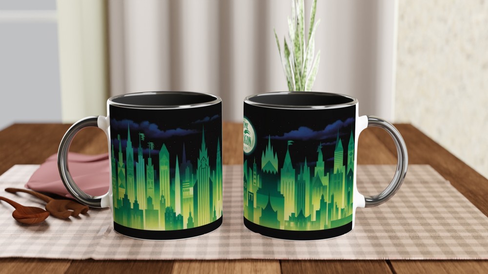 Time Dragon Clock Emerald City Skyline Mug — view 9