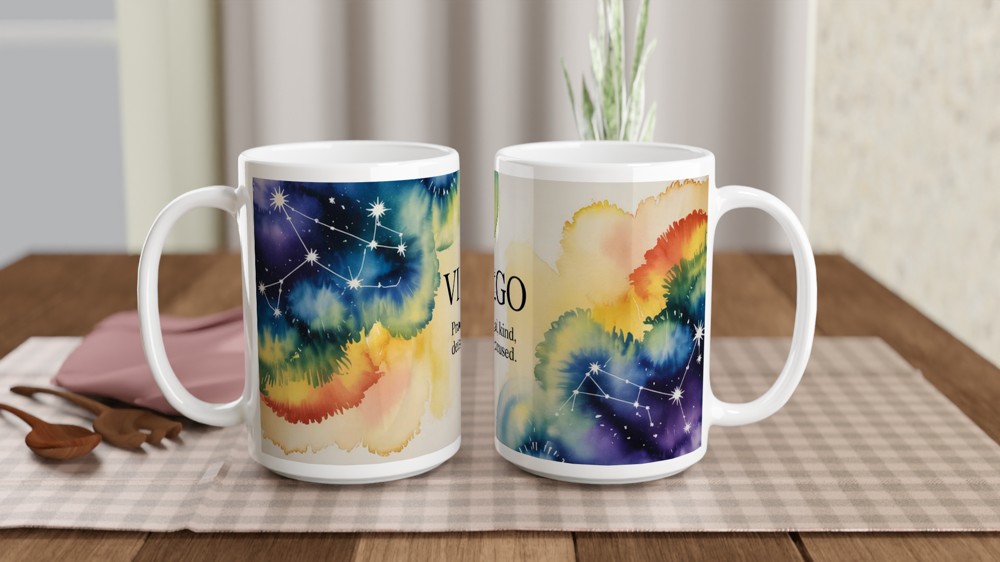 Virgo Mug | Virgo Constellation Astrology Gift | Star Sign Zodiac Mug for Best Friend | Birthday Present for Her or Him — view 2