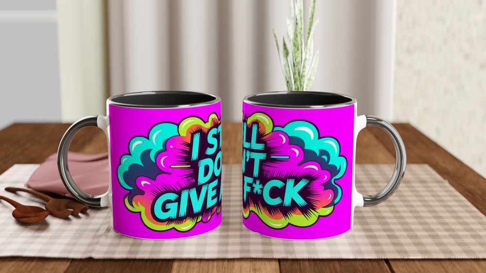 I Still Don't Give A F*ck Mug | Funny Rude Neon Smoke Coffee Cup | Humorous Gift for Best Friend, Him or Her — view 9