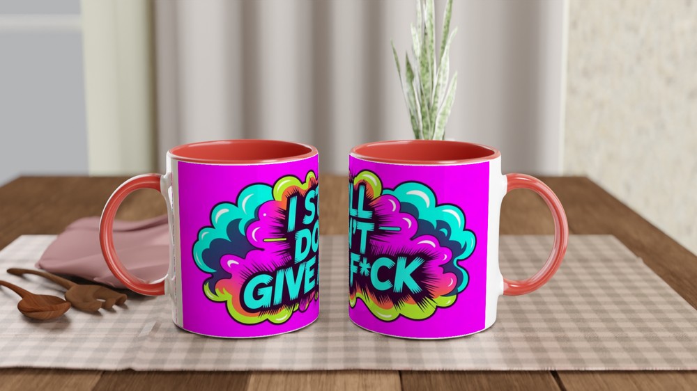 I Still Don't Give A F*ck Mug | Funny Rude Neon Smoke Coffee Cup | Humorous Gift for Best Friend, Him or Her — view 7