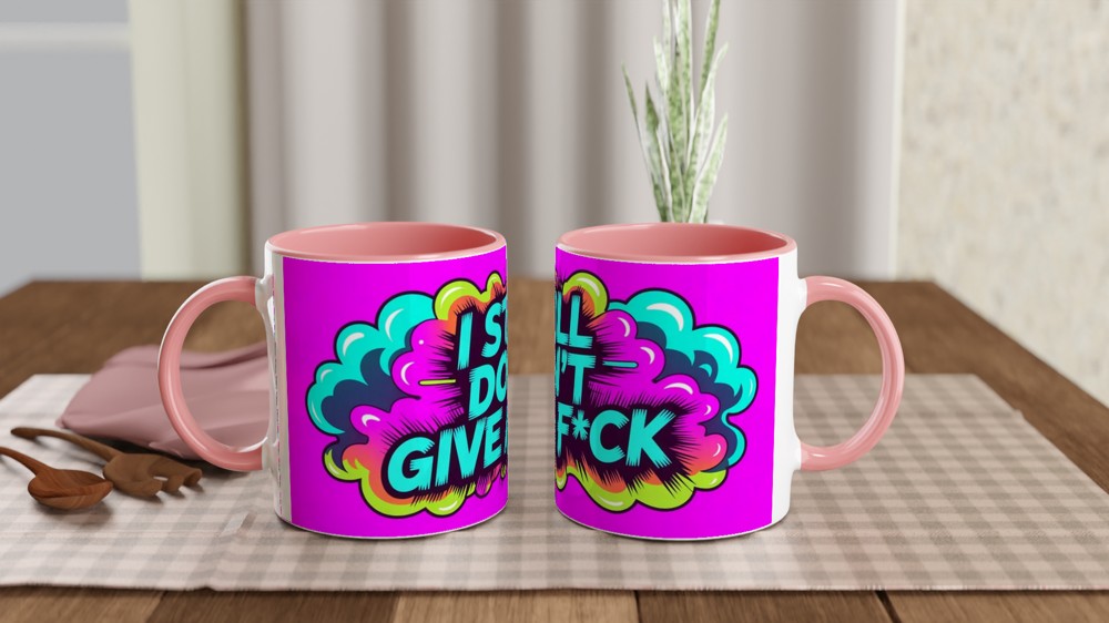 I Still Don't Give A F*ck Mug | Funny Rude Neon Smoke Coffee Cup | Humorous Gift for Best Friend, Him or Her — view 6