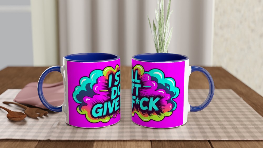 I Still Don't Give A F*ck Mug | Funny Rude Neon Smoke Coffee Cup | Humorous Gift for Best Friend, Him or Her — view 4
