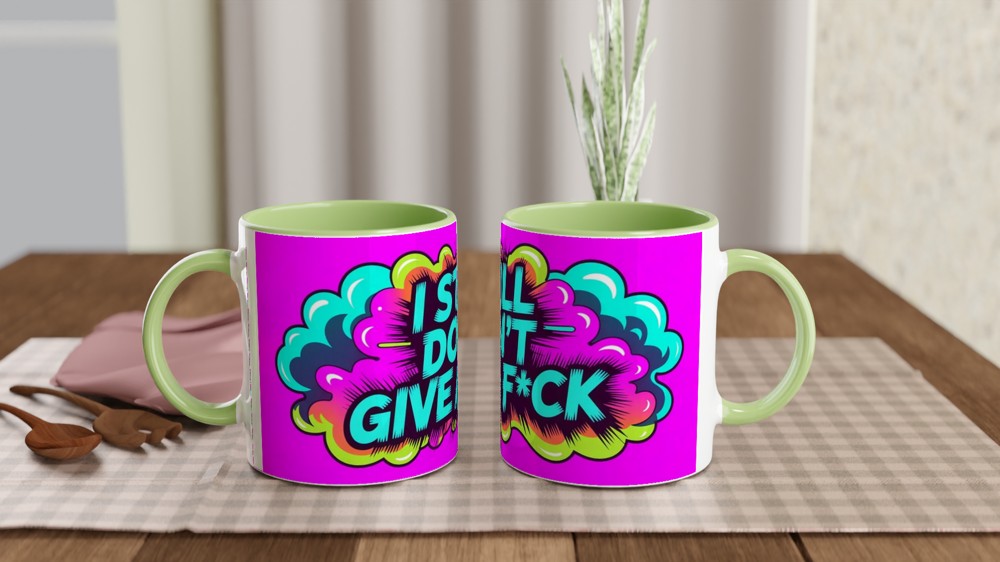 I Still Don't Give A F*ck Mug | Funny Rude Neon Smoke Coffee Cup | Humorous Gift for Best Friend, Him or Her — view 5