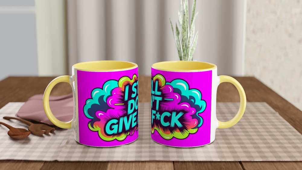 I Still Don't Give A F*ck Mug | Funny Rude Neon Smoke Coffee Cup | Humorous Gift for Best Friend, Him or Her — view 8