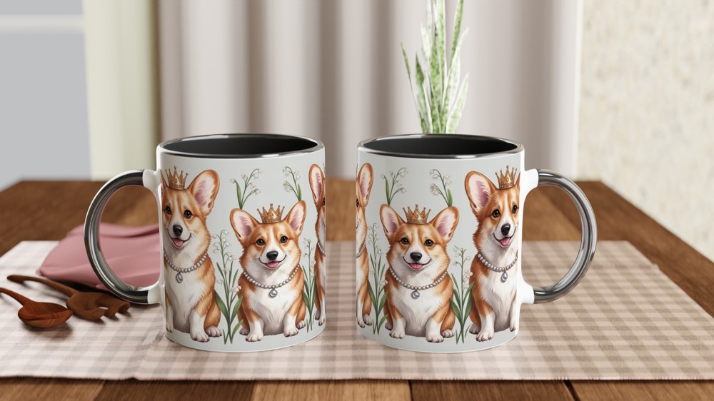Royal Corgi Mug | Pembroke Welsh Corgis in Crowns Gift | Present for Mum | British Dog Lover Tea Cup — view 9
